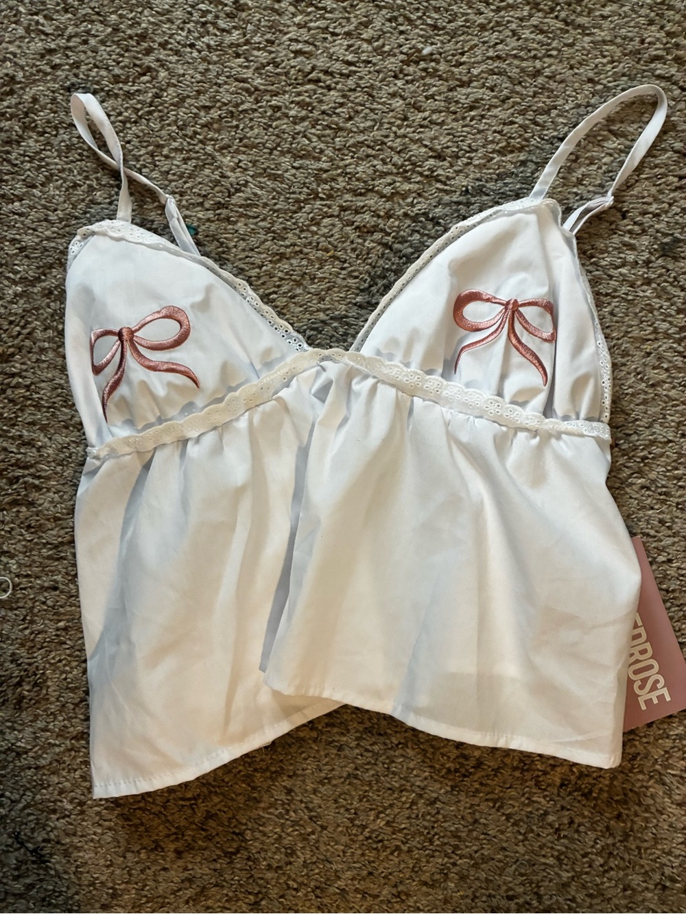 White Satin-Style Bow Embroidered Camisole